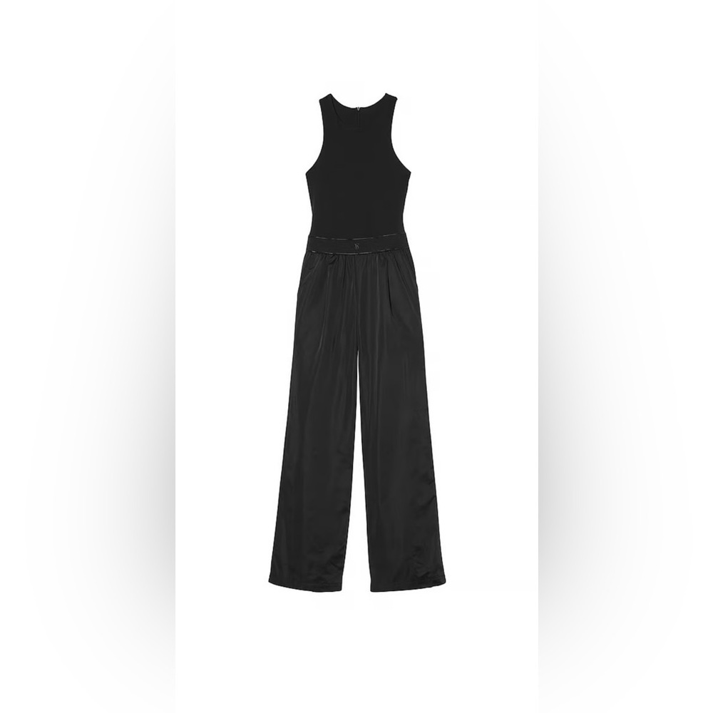 NWT • Victoria Secret VSX Lux Glossy Sport Wide-Leg Black Jumpsuit • S - Picture 5 of 10